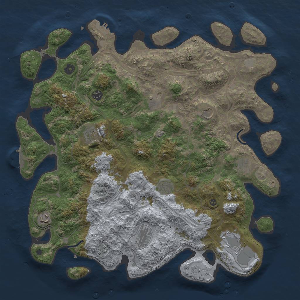 Rust Map: Procedural Map, Size: 4300, Seed: 1332386120, 19 Monuments
