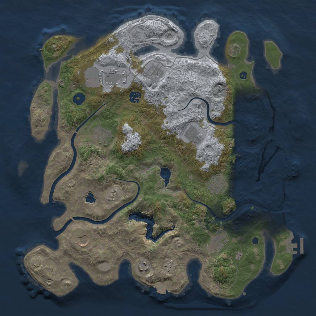 Rust Map: Procedural Map, Size: 4000, Seed: 32783783, 16 Monuments