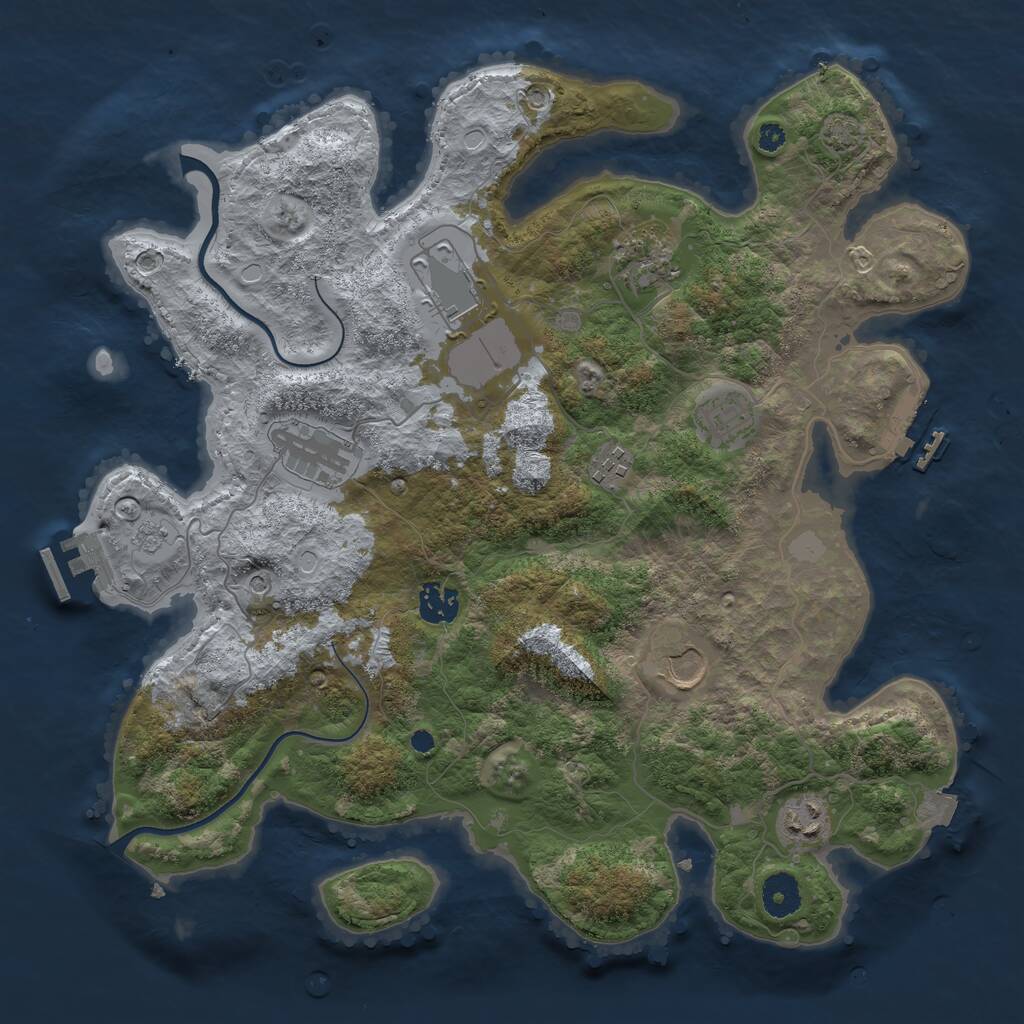 Rust Map: Procedural Map, Size: 3700, Seed: 209123930, 14 Monuments