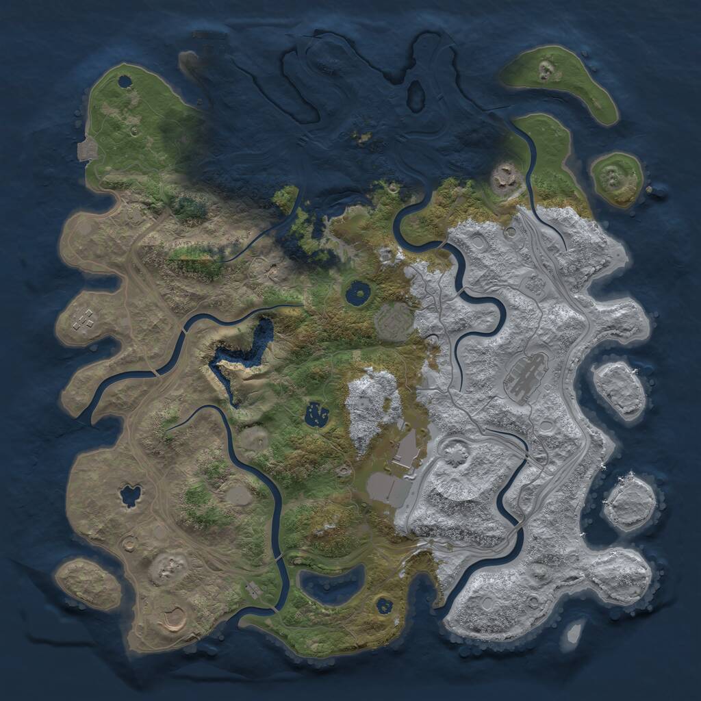 Rust Map: Procedural Map, Size: 4300, Seed: 908067470, 12 Monuments