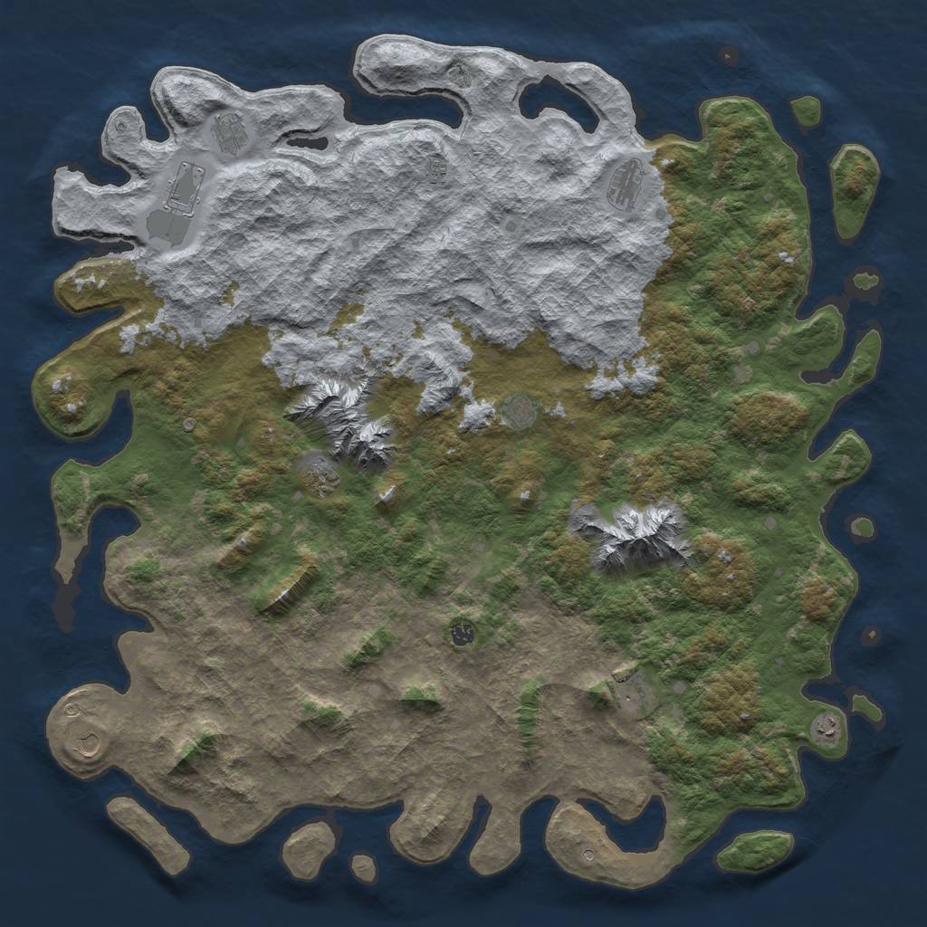 Rust Map: Barren, Size: 6000, Seed: 1234, 13 Monuments