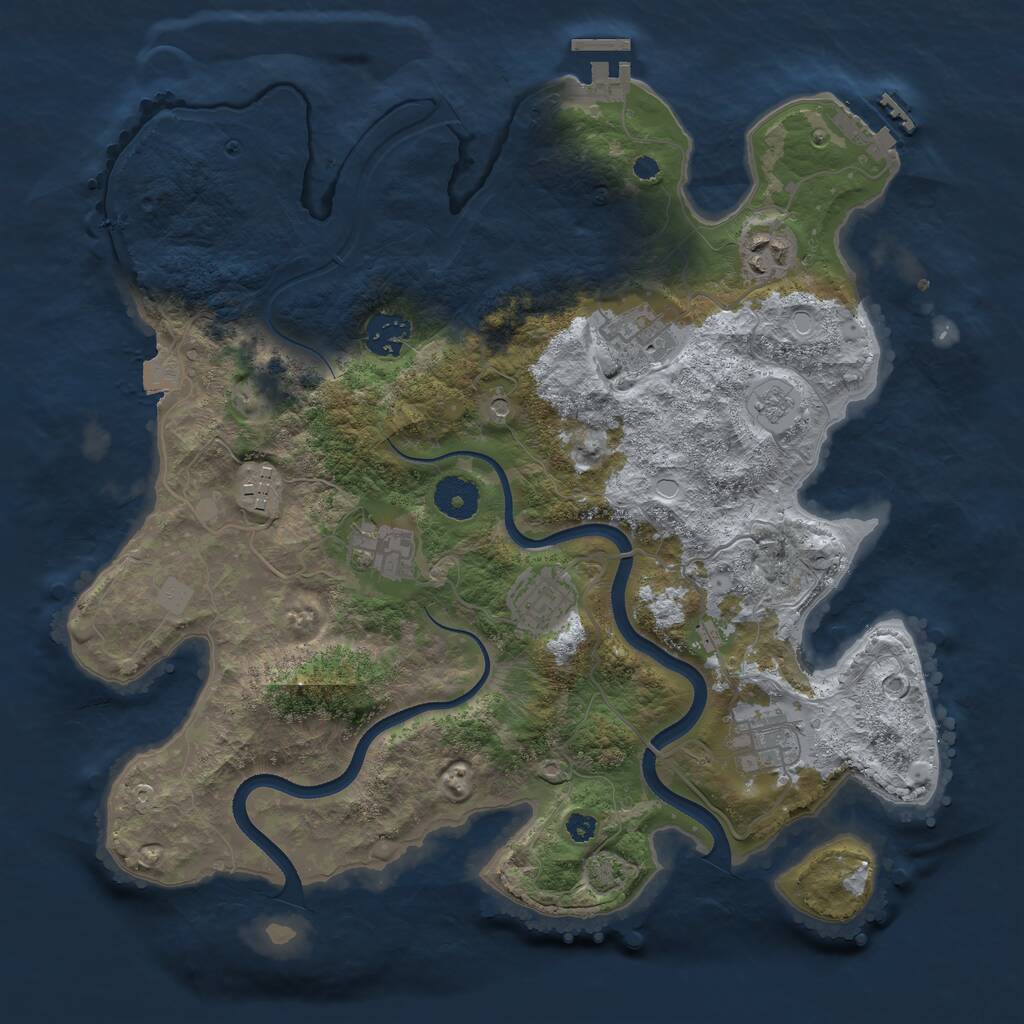 Rust Map: Procedural Map, Size: 3500, Seed: 420878337, 13 Monuments