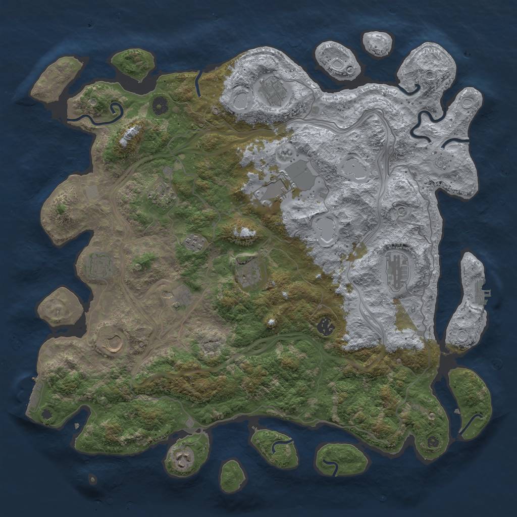 Rust Map: Procedural Map, Size: 4500, Seed: 741502891, 20 Monuments