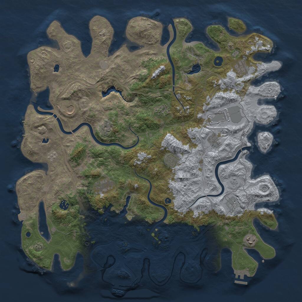 Rust Map: Procedural Map, Size: 4800, Seed: 5555, 17 Monuments