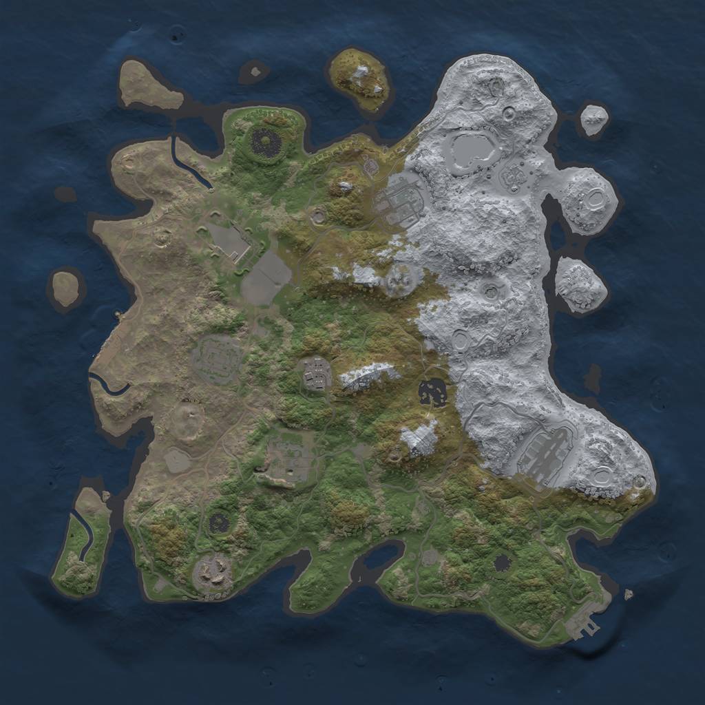Rust Map: Procedural Map, Size: 3500, Seed: 124189711, 17 Monuments