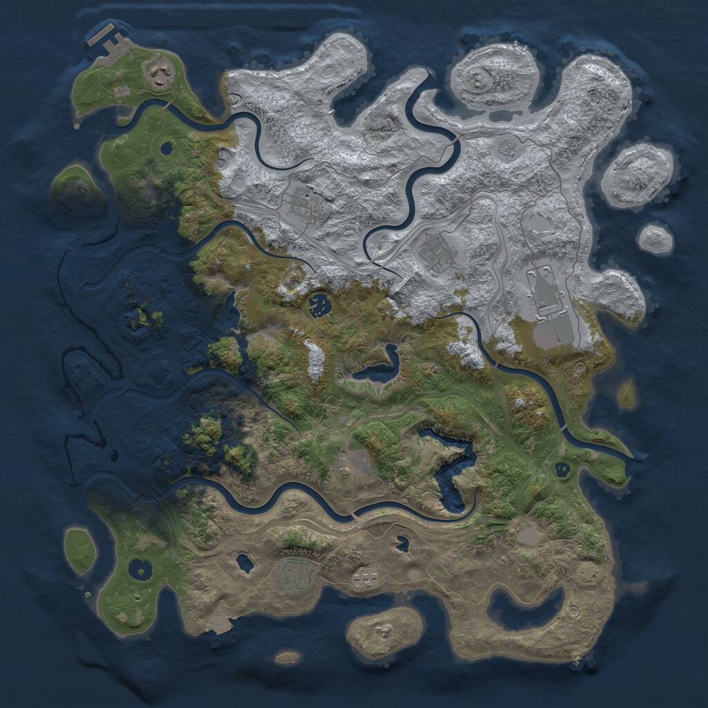 Rust Map: Procedural Map, Size: 4550, Seed: 523112, 13 Monuments