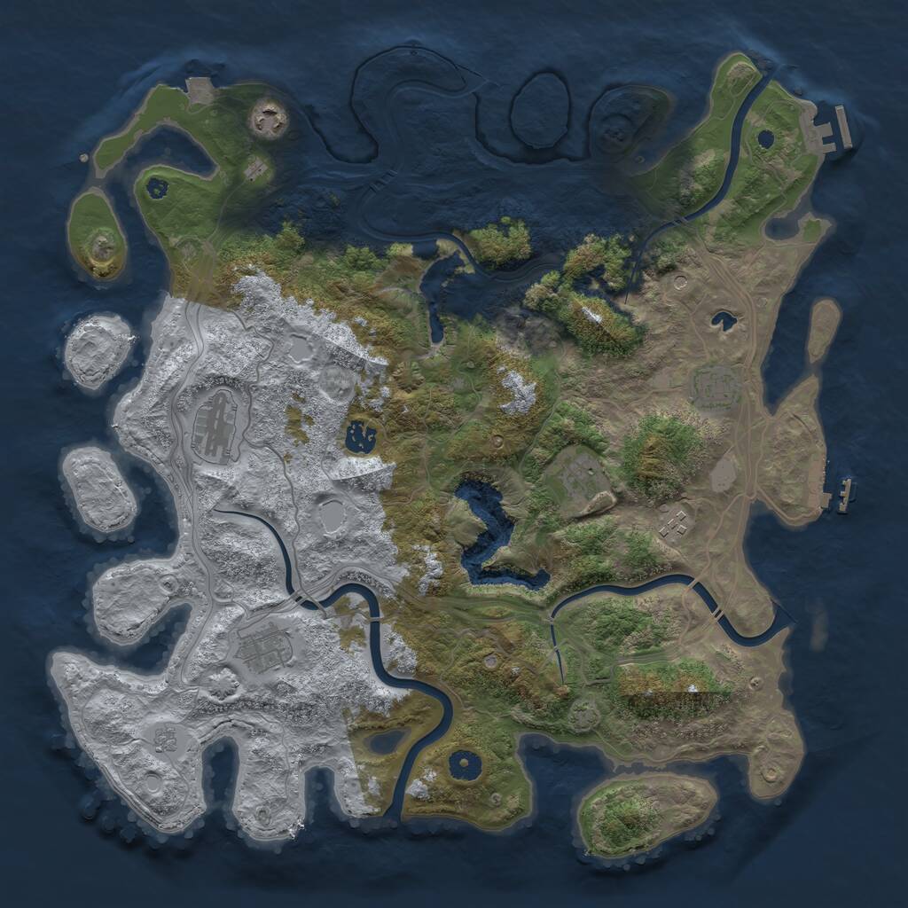 Rust Map: Procedural Map, Size: 4250, Seed: 780712416, 13 Monuments