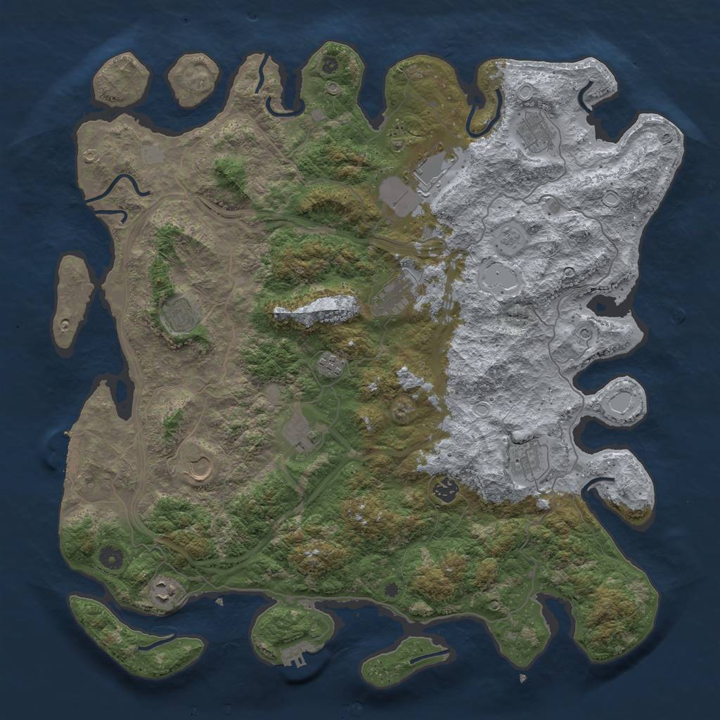 Rust Map: Procedural Map, Size: 4500, Seed: 7113559, 19 Monuments