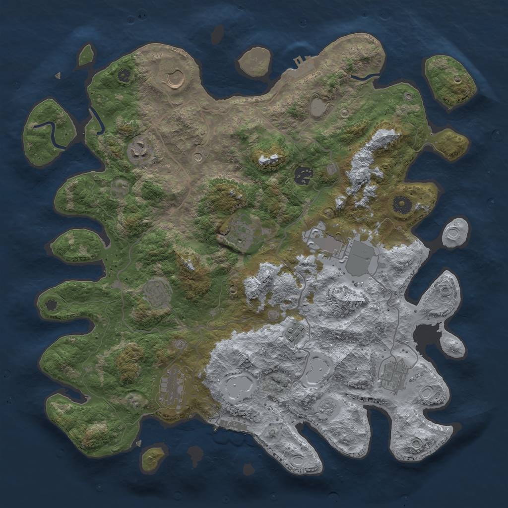 Rust Map: Procedural Map, Size: 4000, Seed: 9424, 18 Monuments