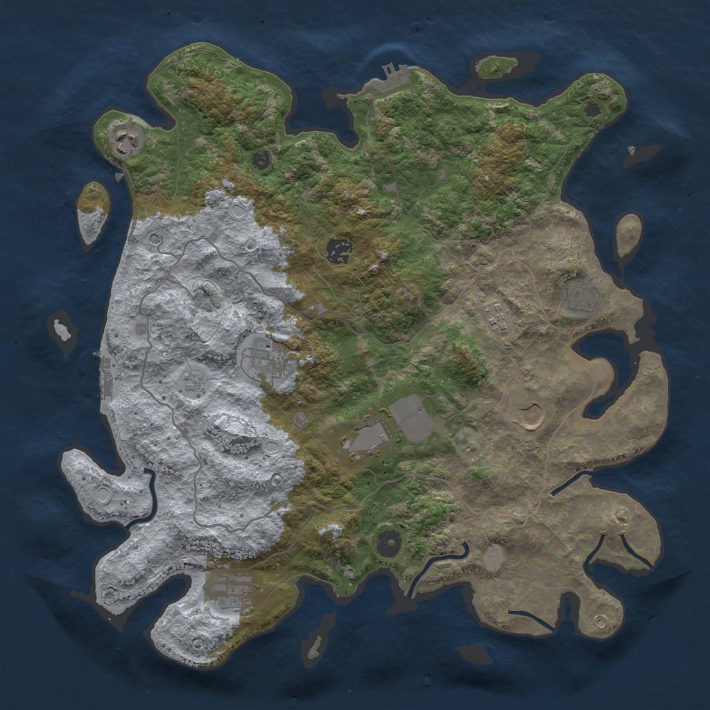 Rust Map: Procedural Map, Size: 4000, Seed: 503862, 17 Monuments