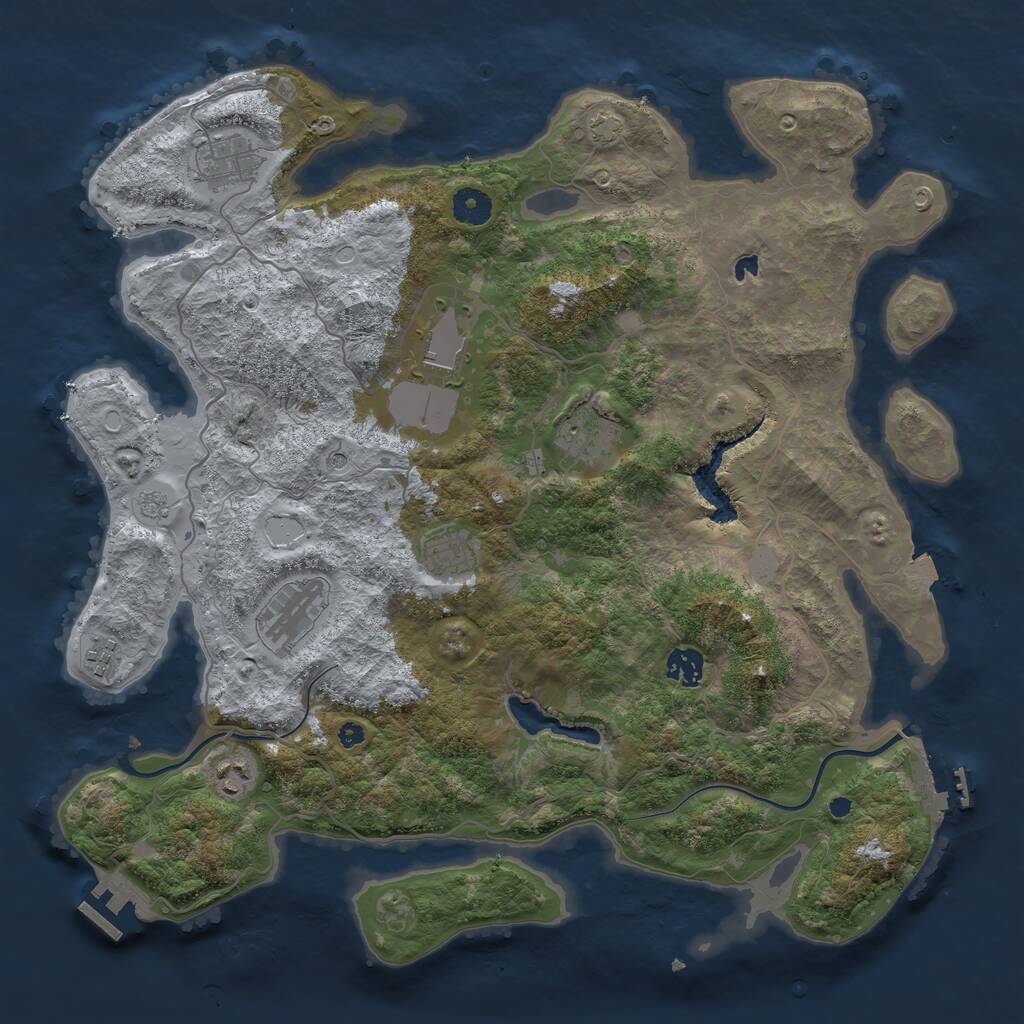 Rust Map: Procedural Map, Size: 4000, Seed: 629515359, 14 Monuments