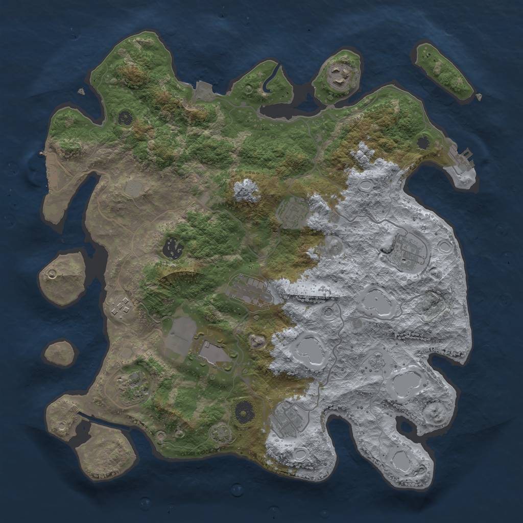 Rust Map: Procedural Map, Size: 3750, Seed: 66112411, 17 Monuments