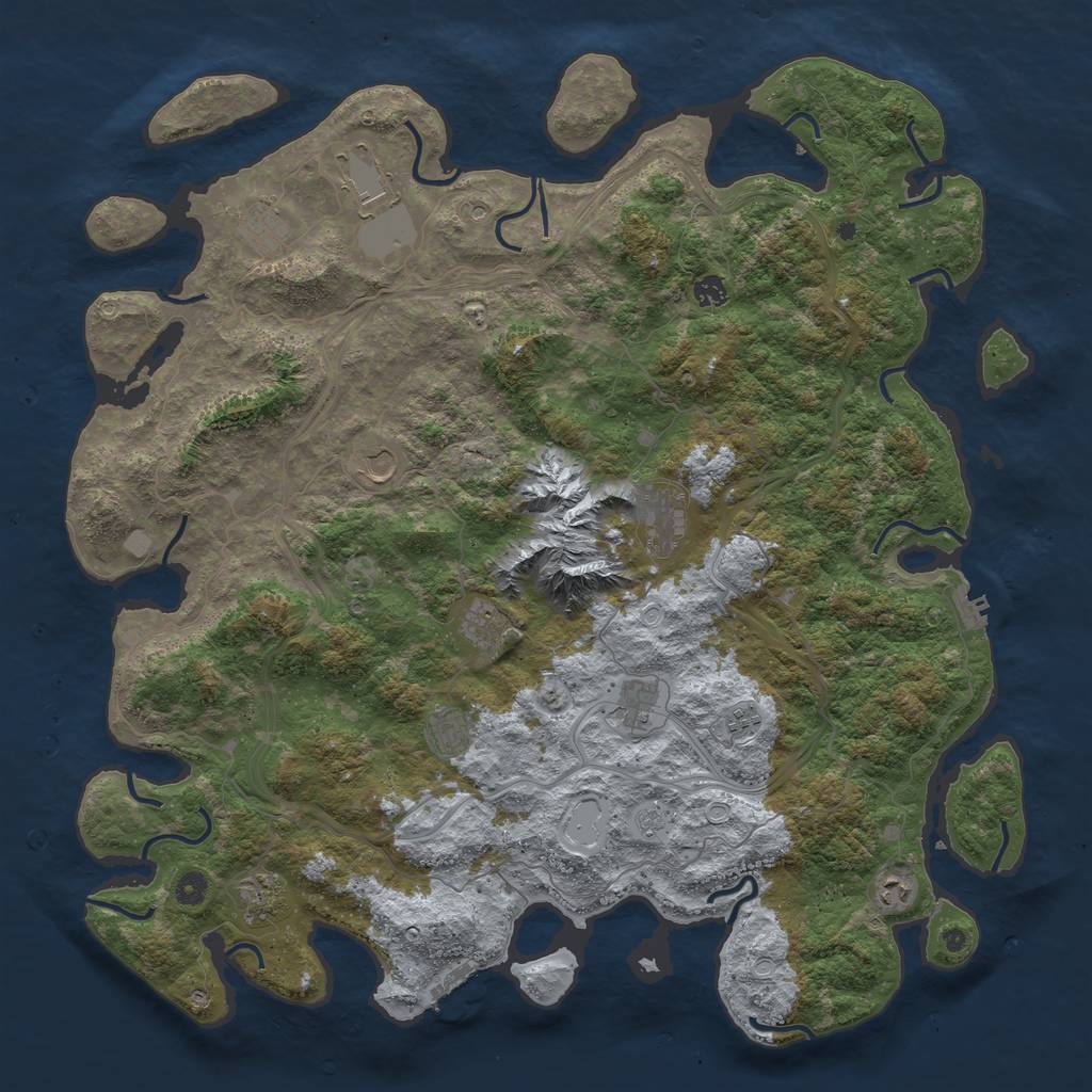 Rust Map: Procedural Map, Size: 5000, Seed: 1843551315, 20 Monuments
