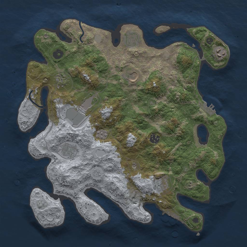 Rust Map: Procedural Map, Size: 3700, Seed: 2090320405, 18 Monuments