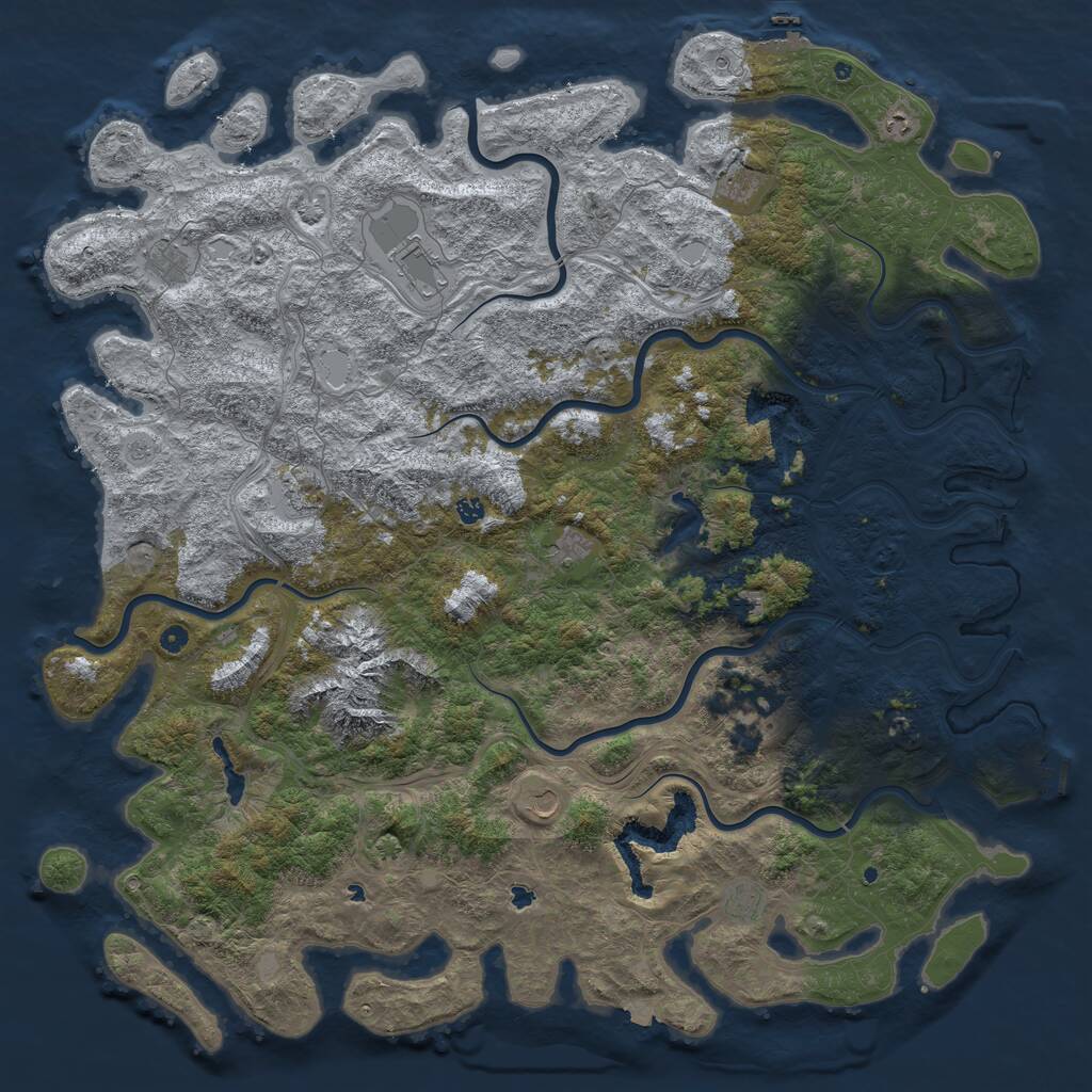 Rust Map: Procedural Map, Size: 6000, Seed: 1466310835, 17 Monuments