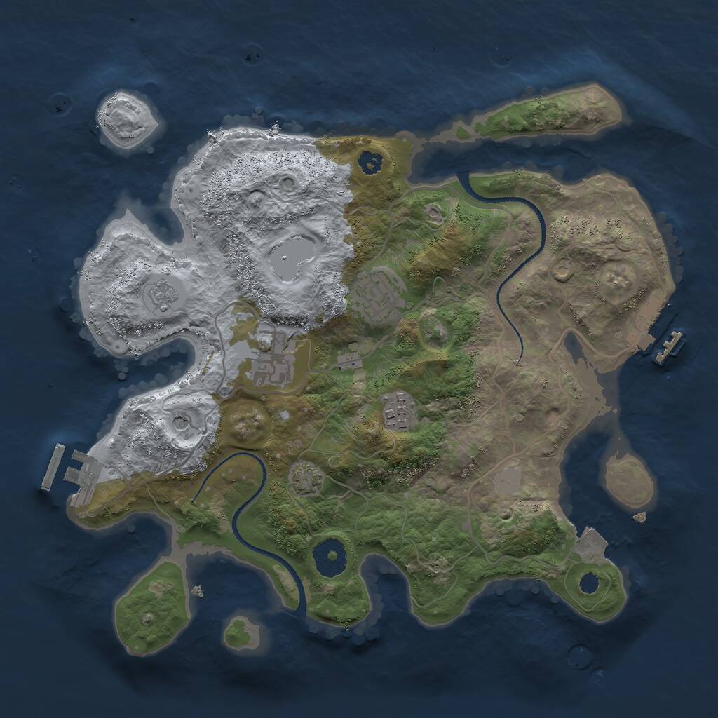 Rust Map: Procedural Map, Size: 3000, Seed: 26227, 9 Monuments