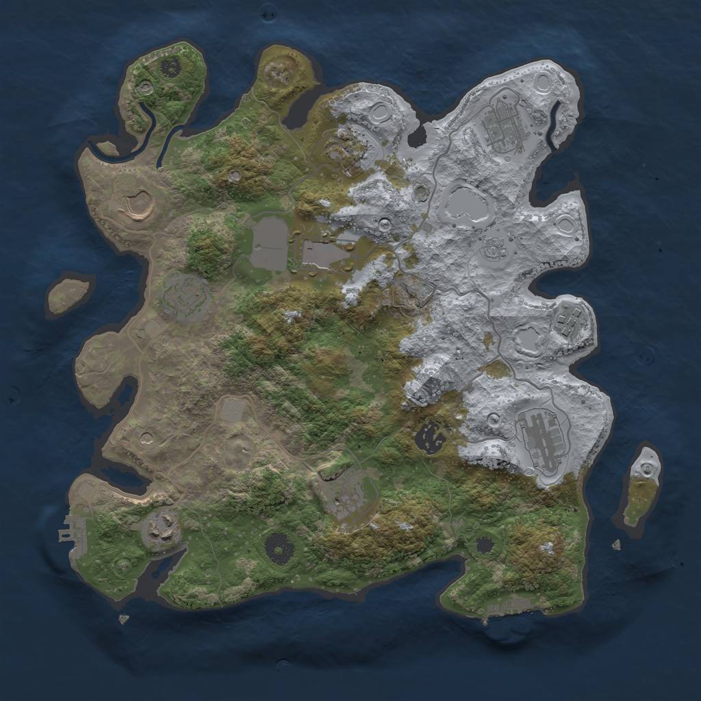 Rust Map: Procedural Map, Size: 3500, Seed: 1134021304, 19 Monuments