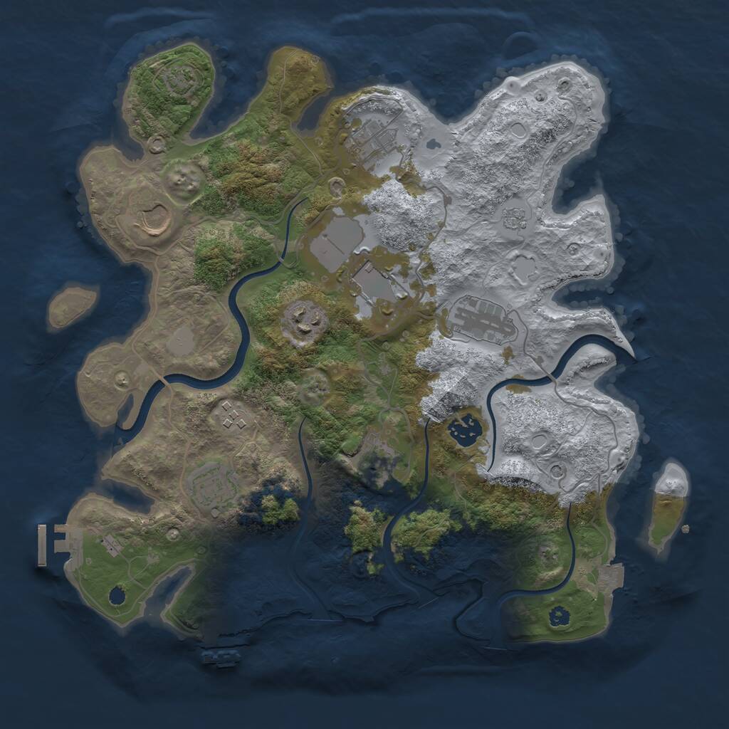 Rust Map: Procedural Map, Size: 3500, Seed: 1134021304, 15 Monuments