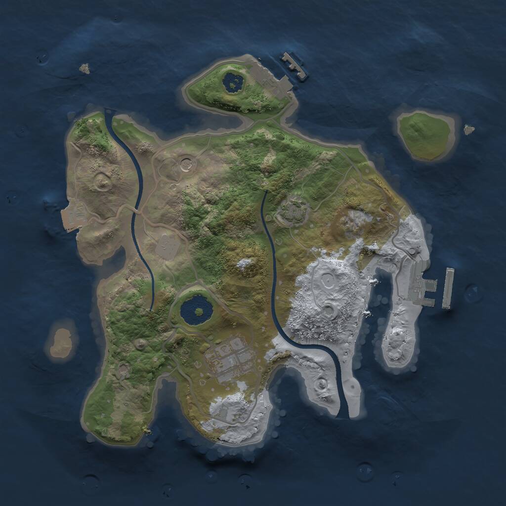 Rust Map: Procedural Map, Size: 2500, Seed: 99999, 6 Monuments