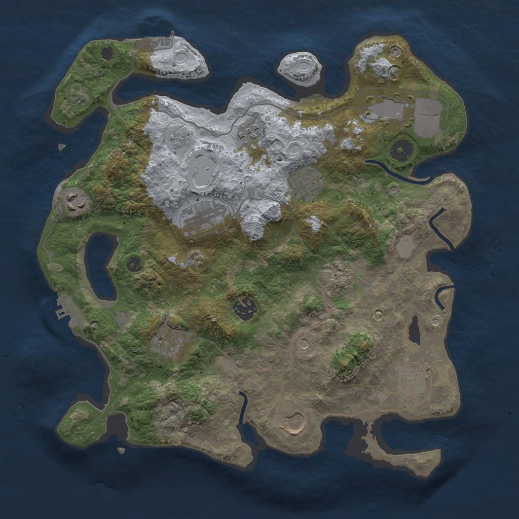 Rust Map: Procedural Map, Size: 3500, Seed: 414798439, 19 Monuments