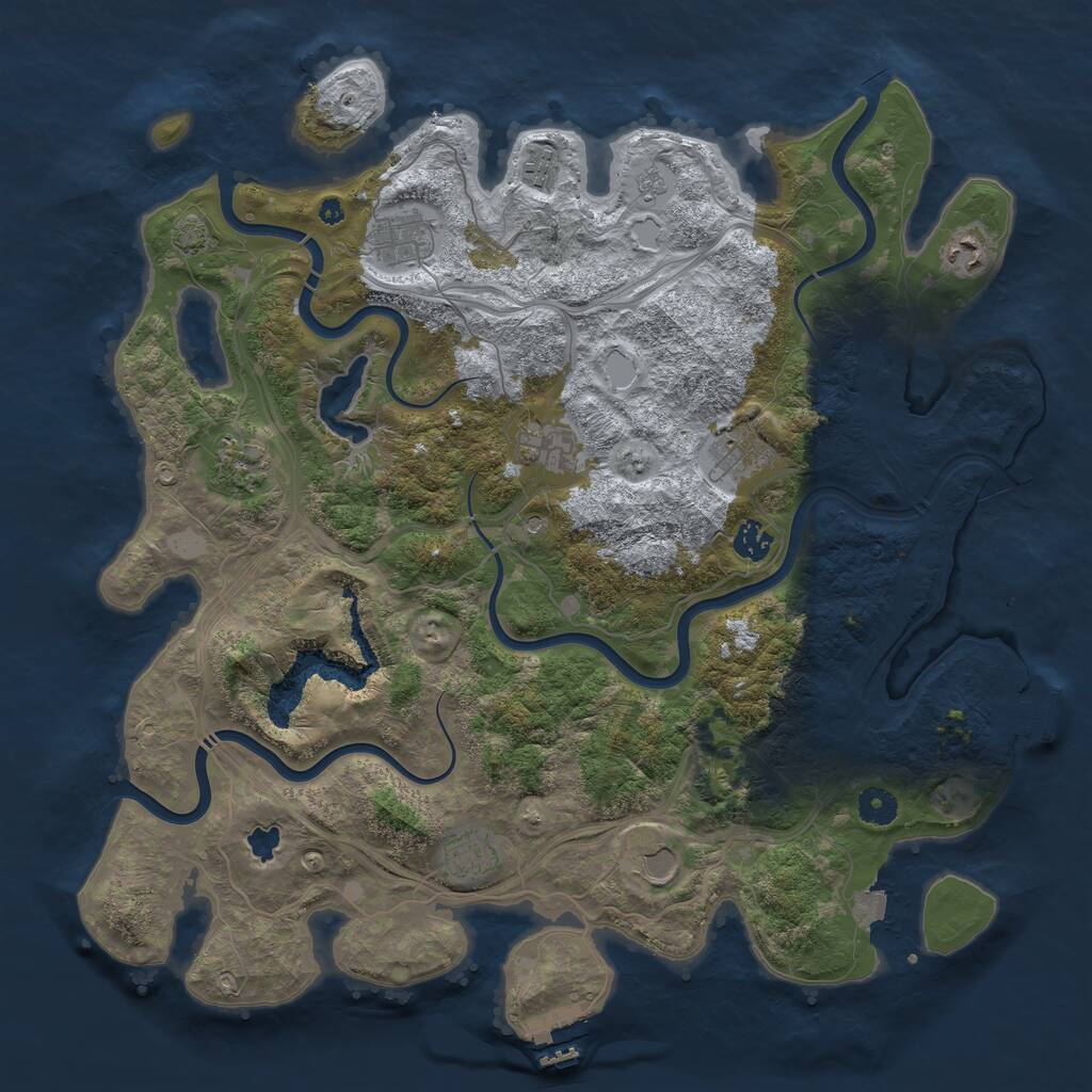 Rust Map: Procedural Map, Size: 4250, Seed: 100001, 15 Monuments