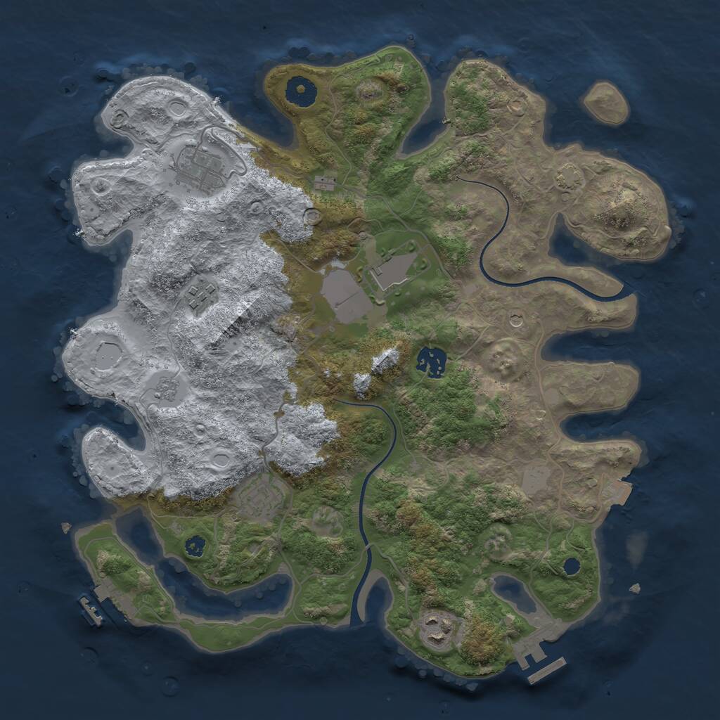 Rust Map: Procedural Map, Size: 3500, Seed: 1098455359, 12 Monuments