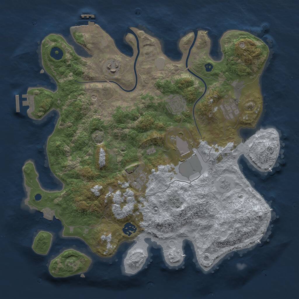 Rust Map: Procedural Map, Size: 3500, Seed: 111267, 13 Monuments