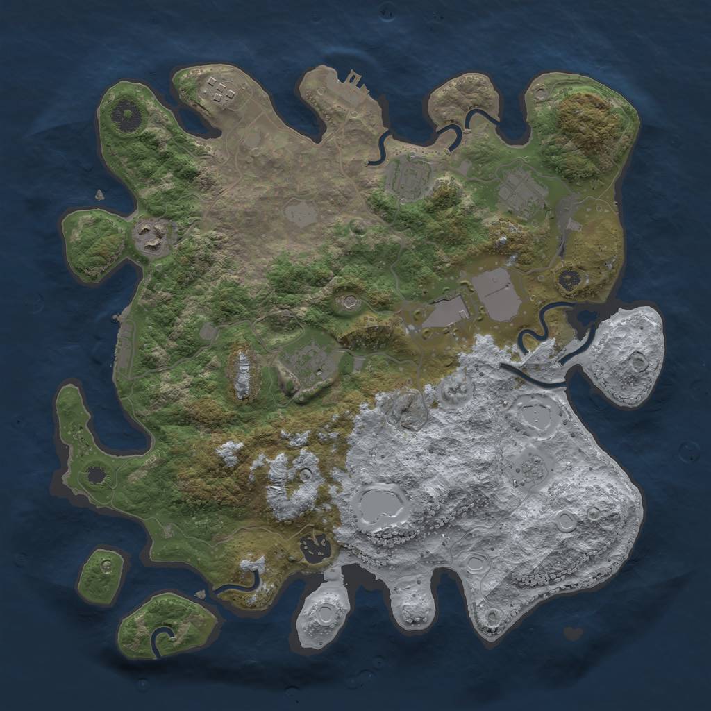 Rust Map: Procedural Map, Size: 3500, Seed: 111267, 16 Monuments