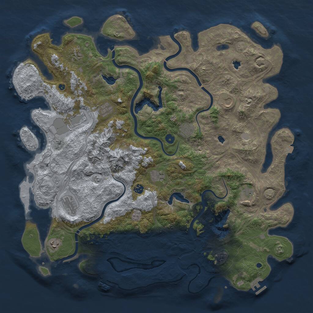 Rust Map: Procedural Map, Size: 5000, Seed: 2099850009, 17 Monuments