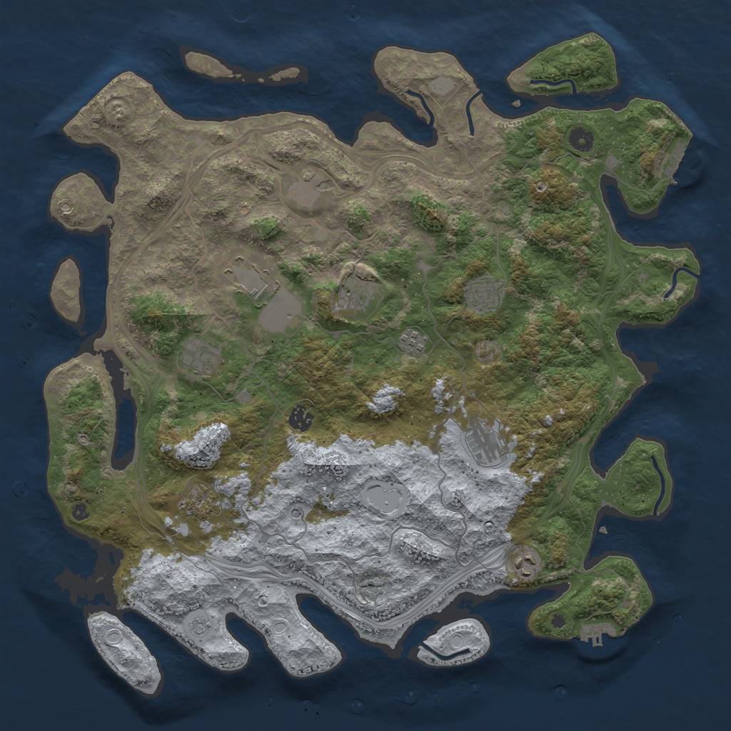 Rust Map: Procedural Map, Size: 4500, Seed: 851546616, 19 Monuments