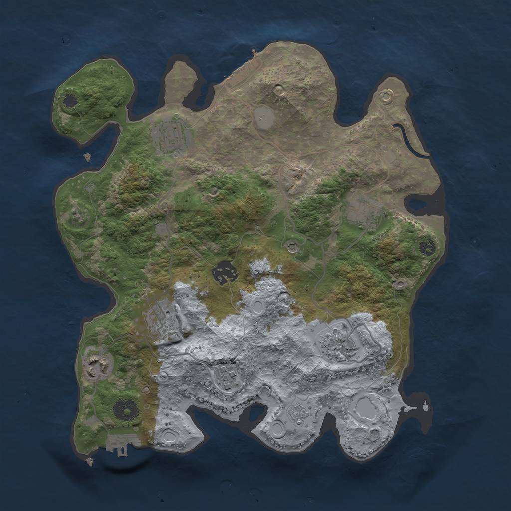 Rust Map: Procedural Map, Size: 3200, Seed: 1216342867, 14 Monuments