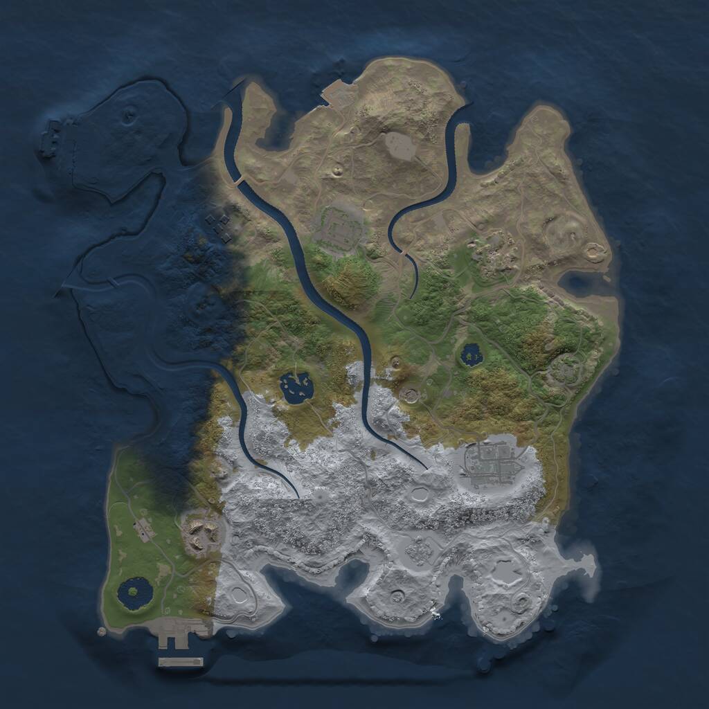 Rust Map: Procedural Map, Size: 3200, Seed: 1216342867, 12 Monuments