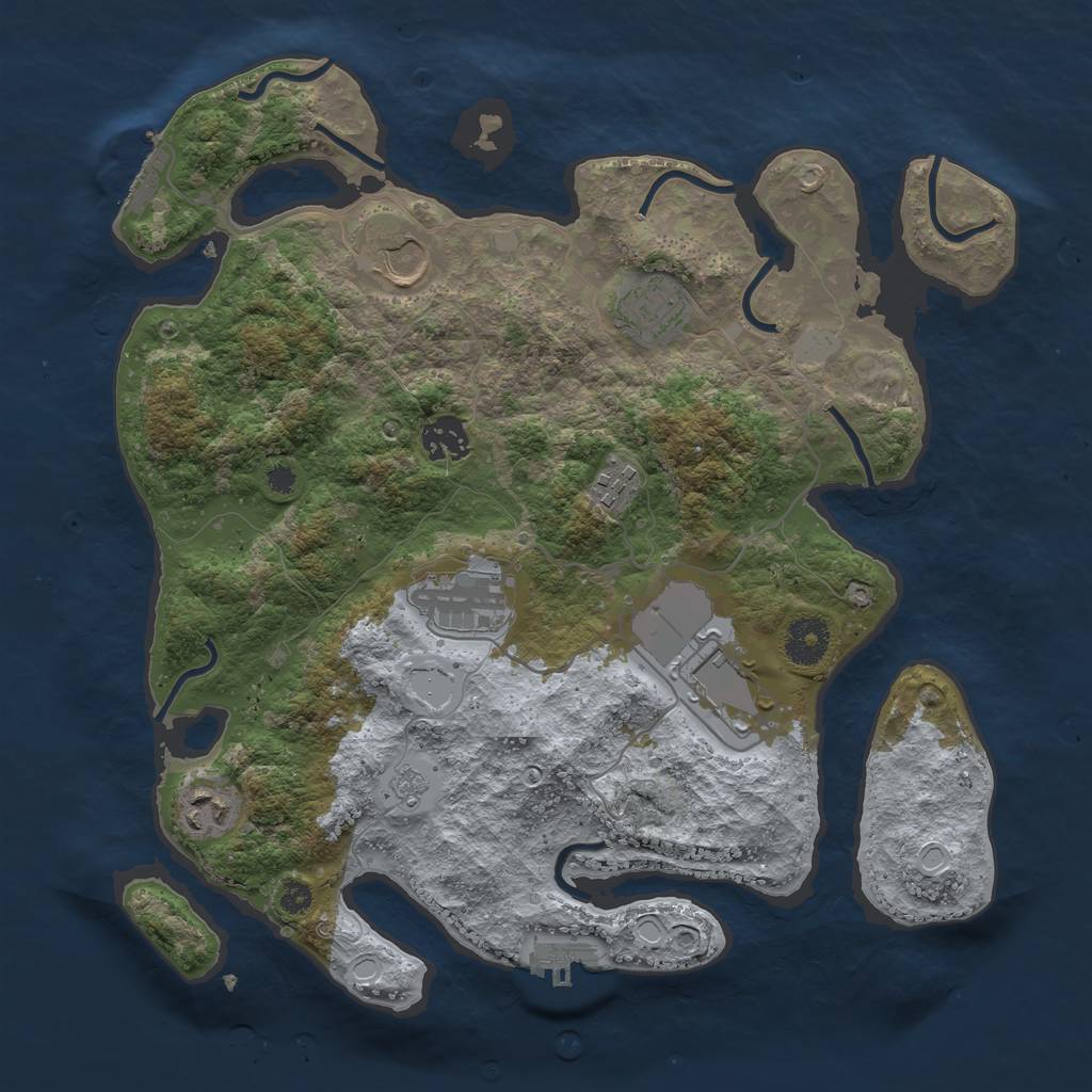 Rust Map: Procedural Map, Size: 3500, Seed: 637645, 13 Monuments