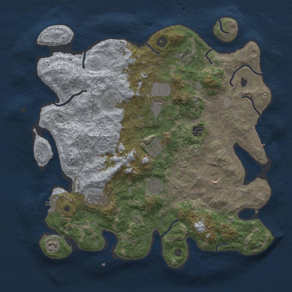 Rust Map: Procedural Map, Size: 4000, Seed: 2124964970, 17 Monuments