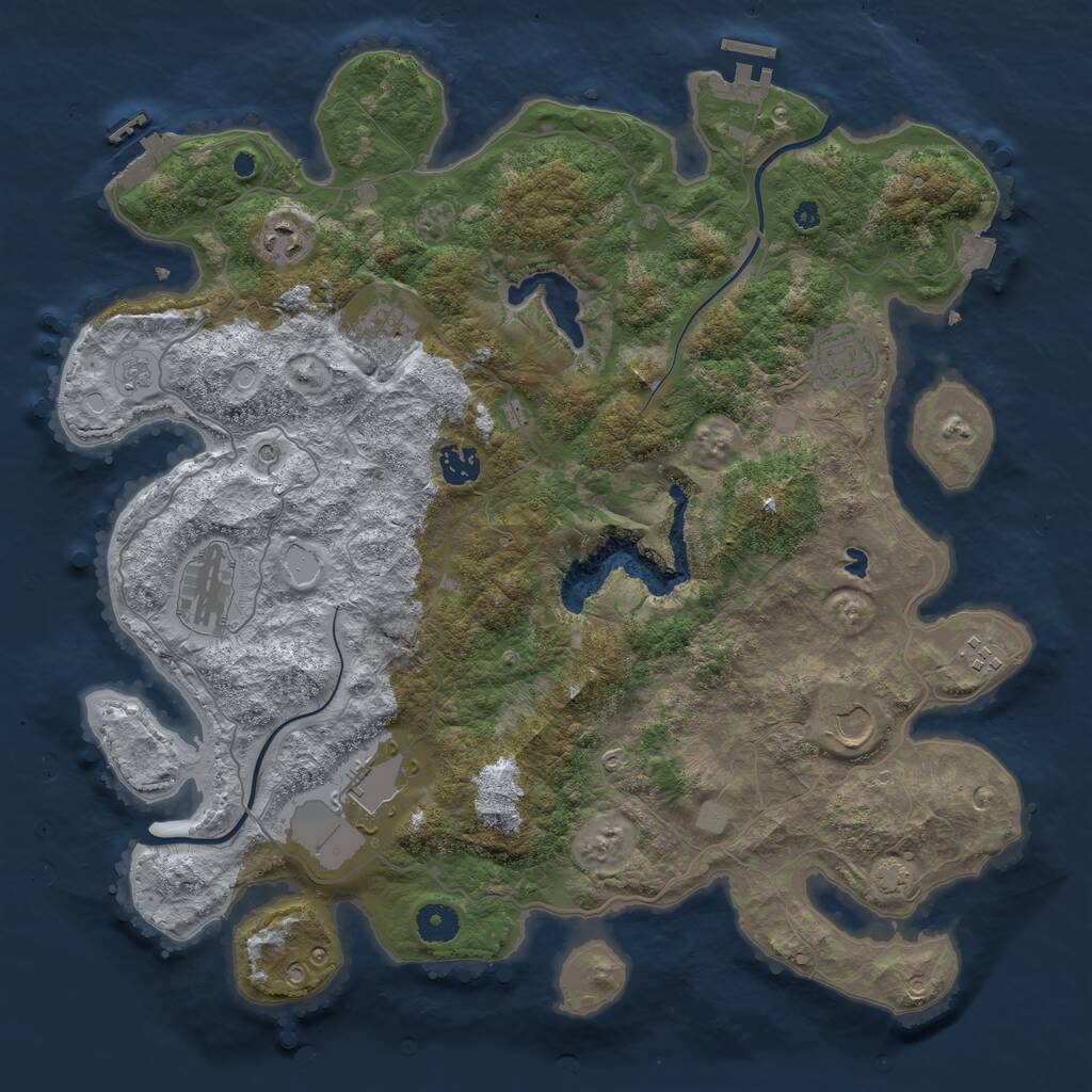 Rust Map: Procedural Map, Size: 4000, Seed: 1187733398, 14 Monuments