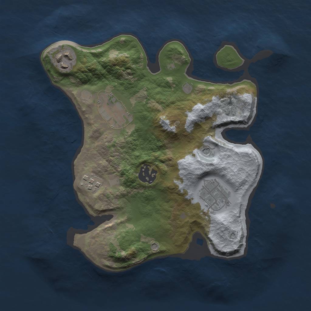 Rust Map: Barren, Size: 2500, Seed: 2342234, 8 Monuments