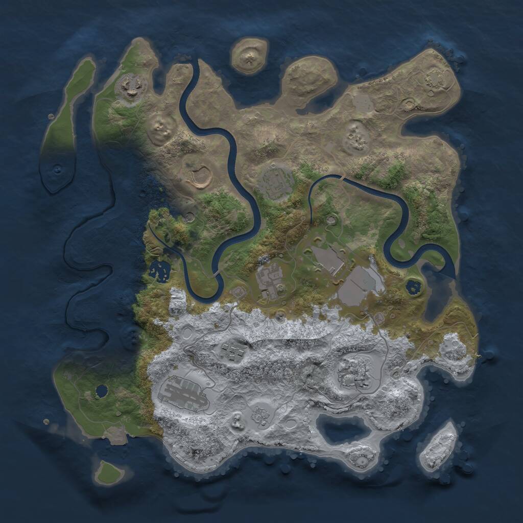 Rust Map: Procedural Map, Size: 3500, Seed: 1442978094, 13 Monuments
