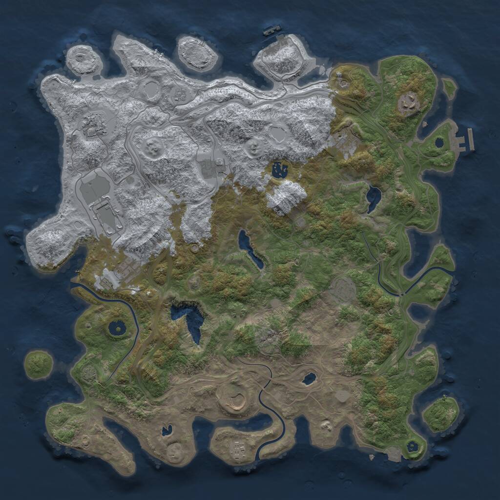 Rust Map: Procedural Map, Size: 4500, Seed: 1466310835, 16 Monuments