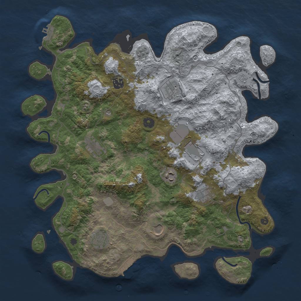 Rust Map: Procedural Map, Size: 4000, Seed: 1466907180, 18 Monuments