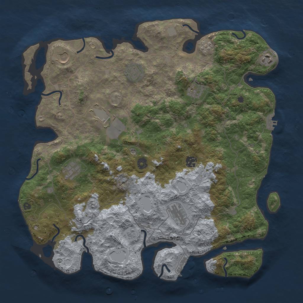 Rust Map: Procedural Map, Size: 4000, Seed: 1887242102, 18 Monuments