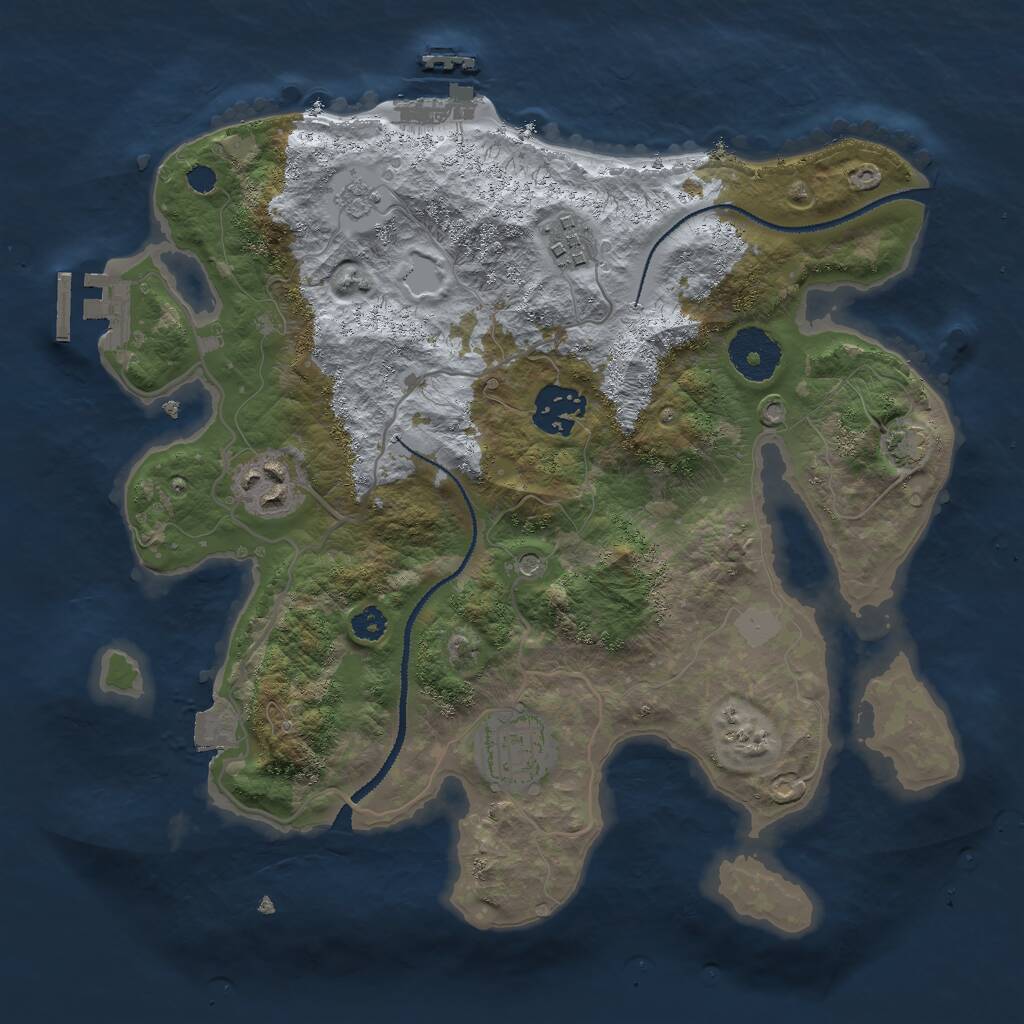 Rust Map: Procedural Map, Size: 3000, Seed: 2028774008, 10 Monuments