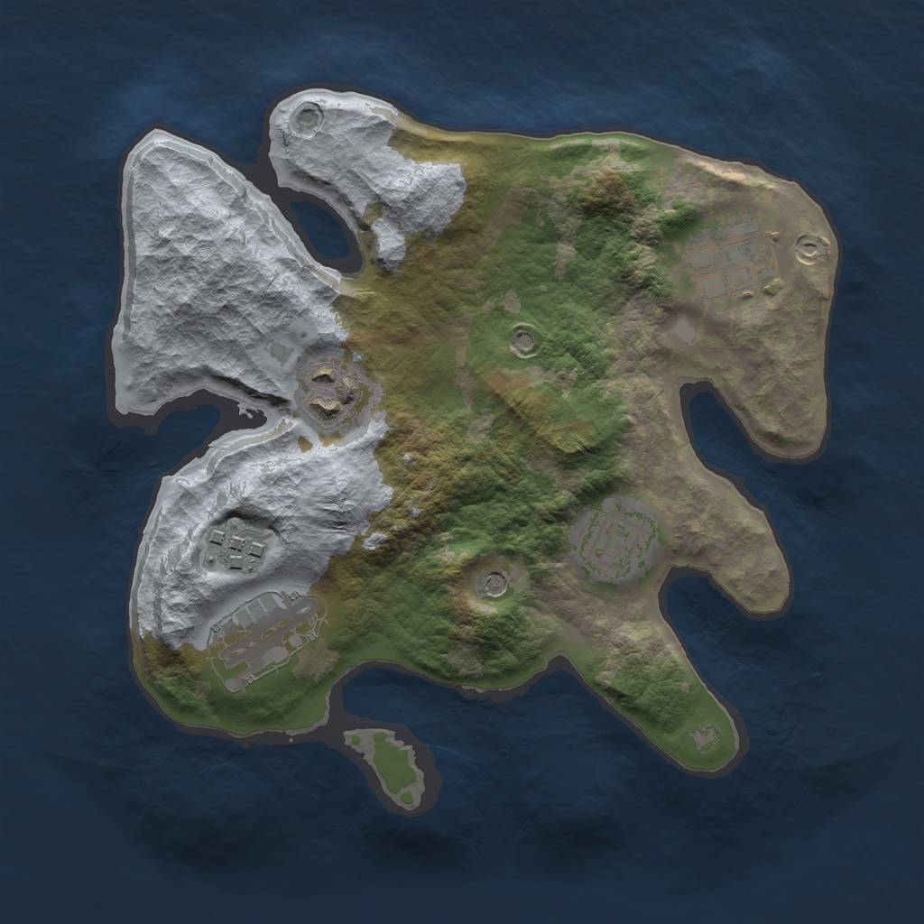 Rust Map: Barren, Size: 2500, Seed: 4582, 8 Monuments