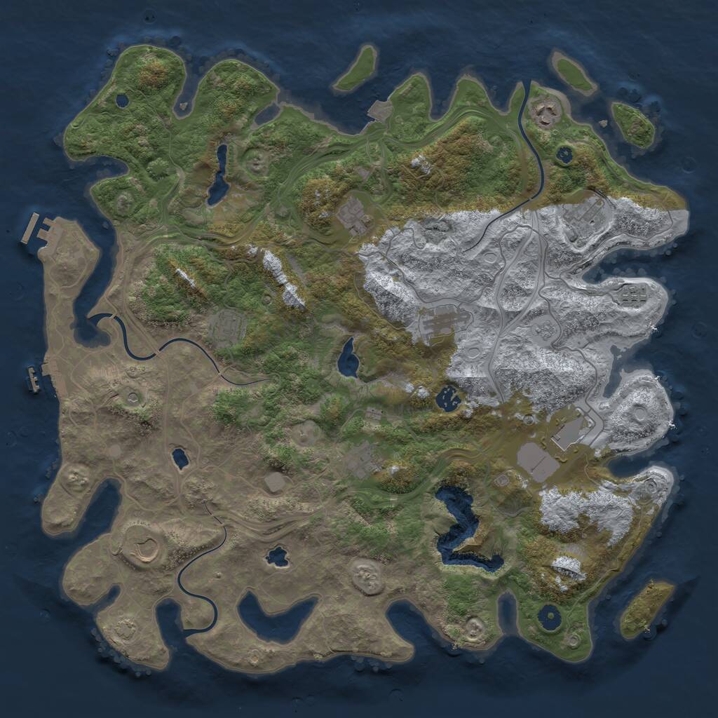 Rust Map: Procedural Map, Size: 4500, Seed: 1708799518, 16 Monuments
