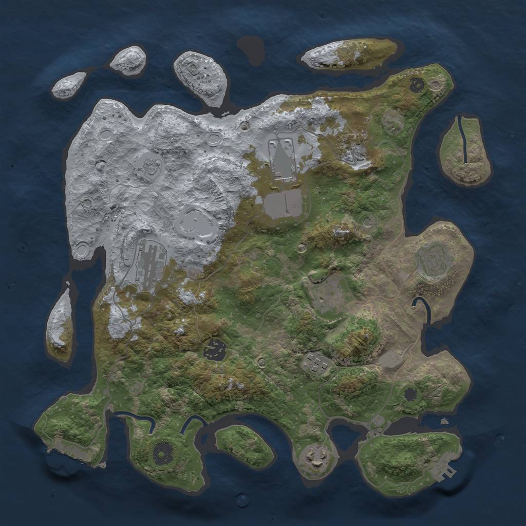 Rust Map: Procedural Map, Size: 3500, Seed: 16064, 15 Monuments