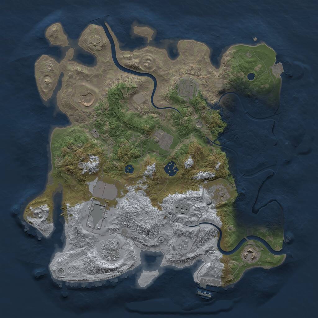 Rust Map: Procedural Map, Size: 3500, Seed: 7032, 15 Monuments