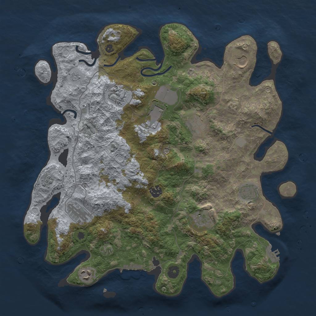 Rust Map: Procedural Map, Size: 3850, Seed: 346143, 17 Monuments