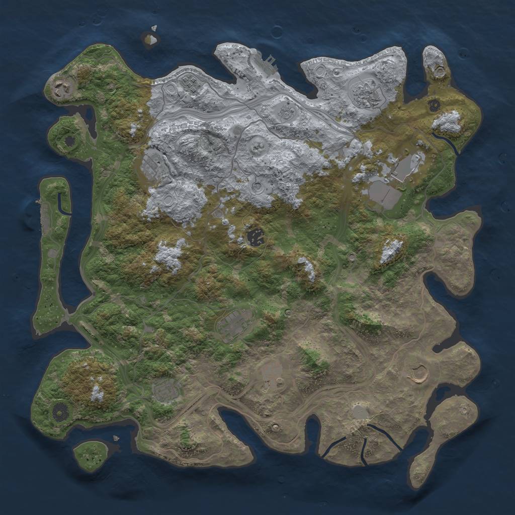 Rust Map: Procedural Map, Size: 4300, Seed: 229304251, 19 Monuments