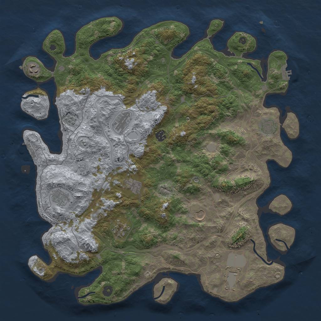 Rust Map: Procedural Map, Size: 4500, Seed: 290970174, 19 Monuments