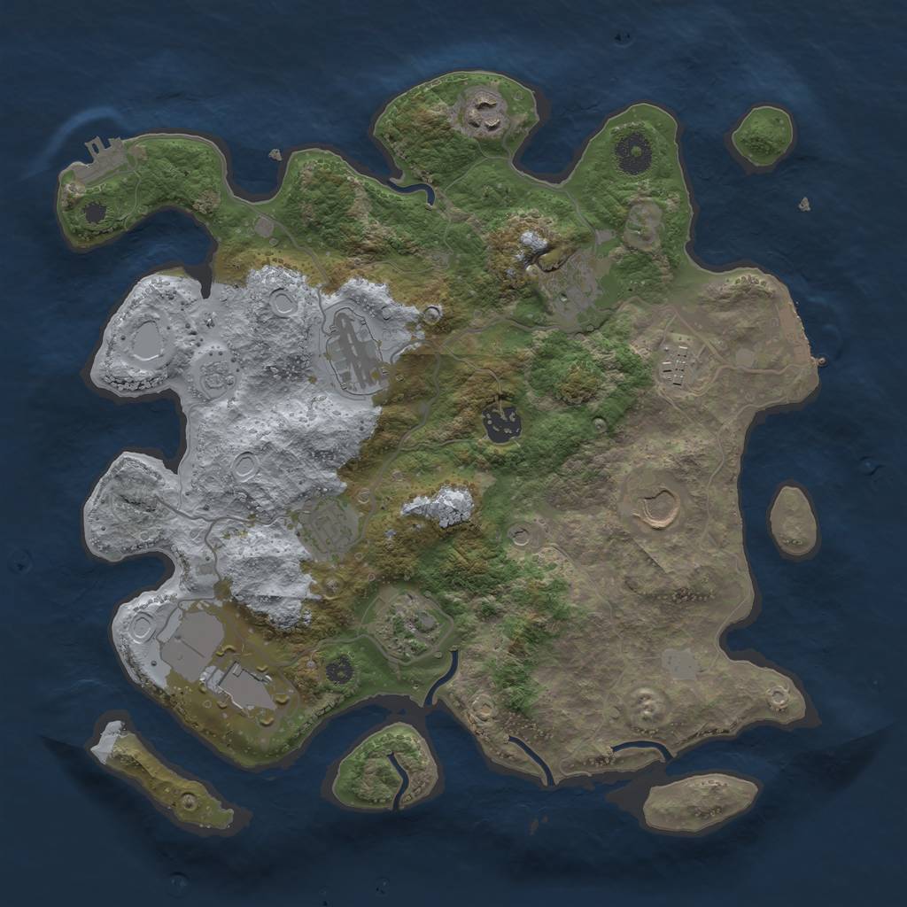 Rust Map: Procedural Map, Size: 3500, Seed: 1668295519, 18 Monuments