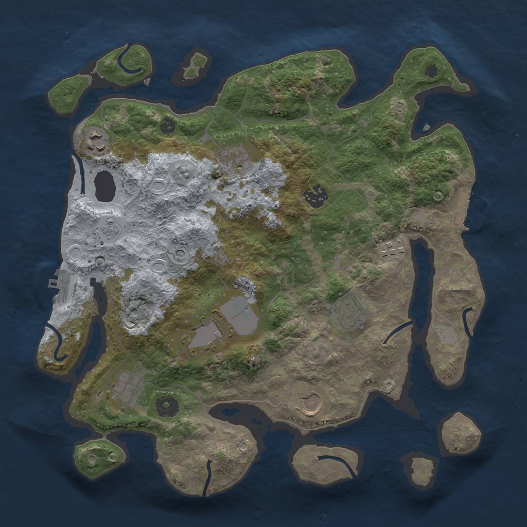 Rust Map: Procedural Map, Size: 3500, Seed: 41694485, 17 Monuments